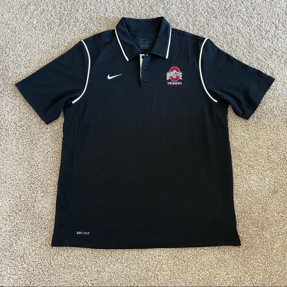 Nike Black Polo with White Piping and Ohio State Logo